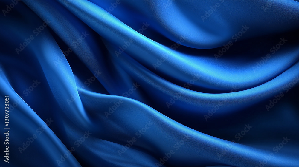 Fototapeta premium Elegant Navy Blue Silk Fabric With Soft Satin Textures and Graceful Waves