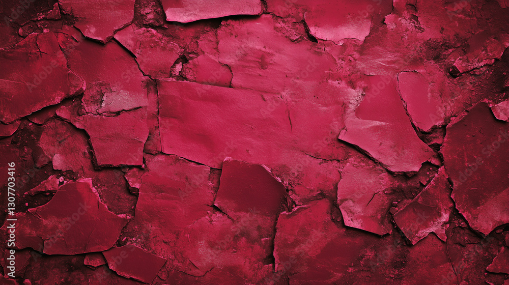 Obraz premium Red Cracked Textured Surface With an Abstract Pattern of Peeling Paint