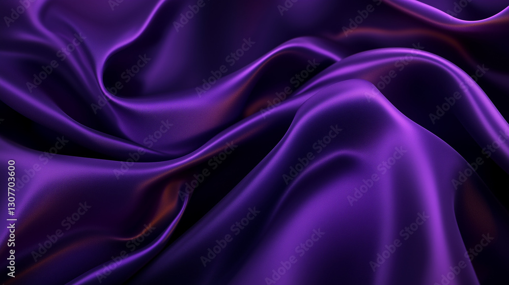Fototapeta premium Luxurious Purple Satin Fabric Waves with Intricate Shimmer