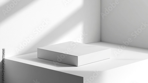 Wallpaper Mural Minimalist white empty box on sunlit surface in geometric space Torontodigital.ca