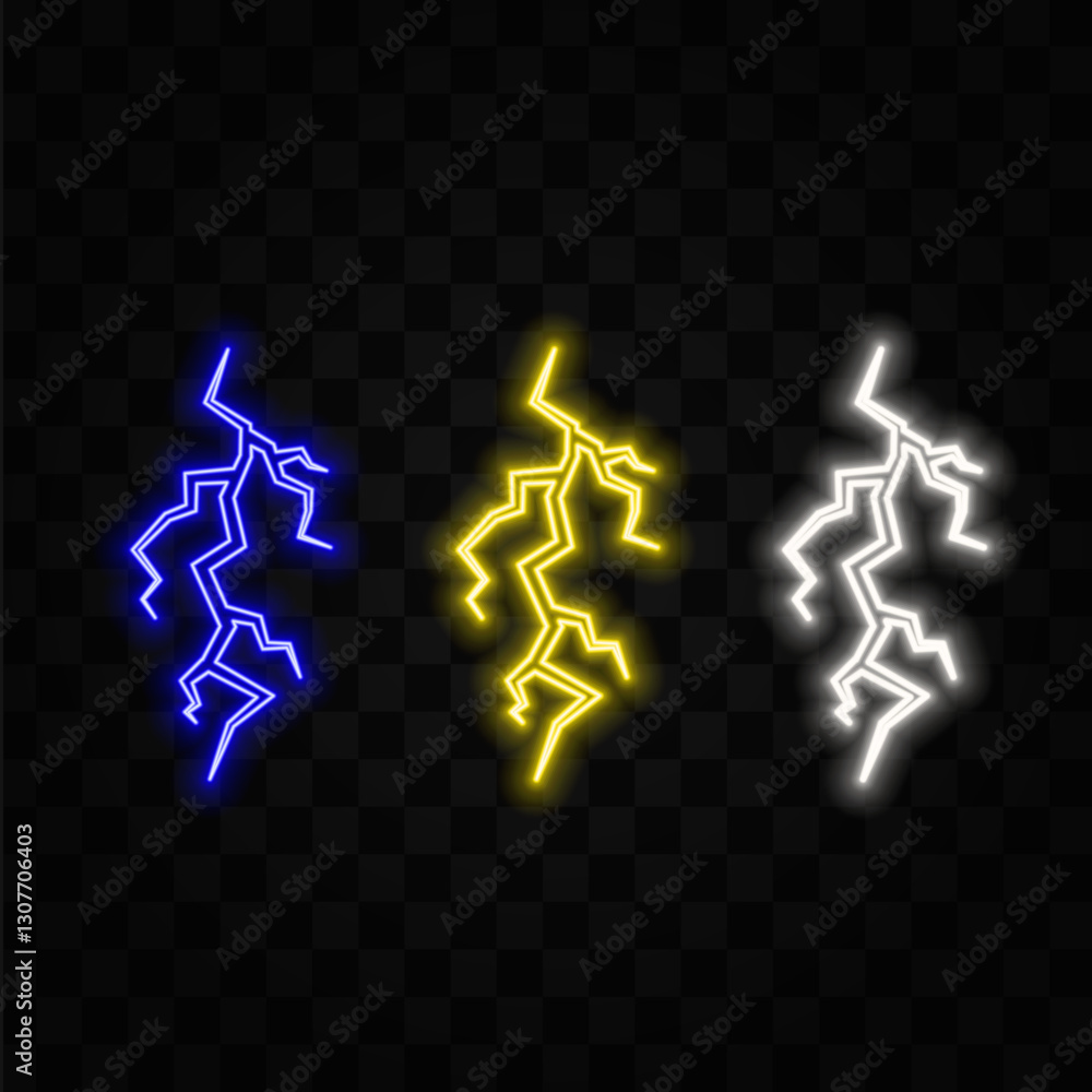 Neon glowing battery bolt and thunder isolated glowing sign . Symbol of energy ,power, charge and discharge icon. Neon glowing battery bolt and thunder isolated glowing sign . Symbol of energy ,power, charge and discharge icon.