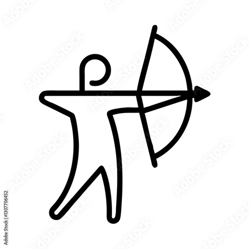 Archer aiming a bow icon in black outline