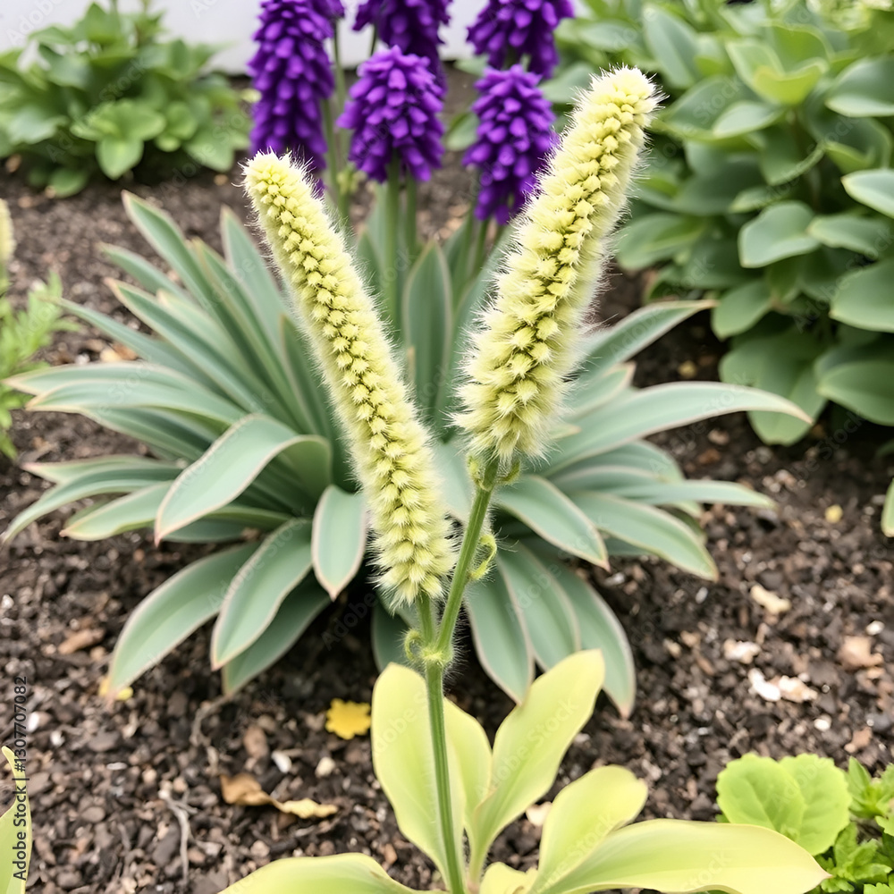 Fototapeta premium stachys (lam's ears) growing in summer ornamental garden
