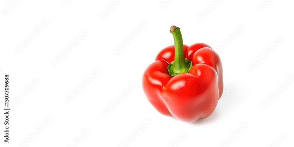 Single vibrant red bell pepper isolated on pure white background, paprika, red Single vibrant red bell pepper isolated on pure white background, paprika, red