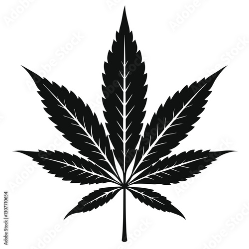 Black and White Cannabis Leaf - Vector Illustration,
Marijuana Leaf Silhouette - Botanical Line Art,
Hemp Leaf Tattoo Design - Monochrome Aesthetic.