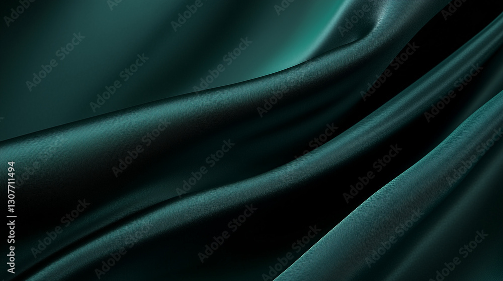 Obraz premium Elegant Dark Green Fabric Folds Creating Dynamic Abstract Patterns