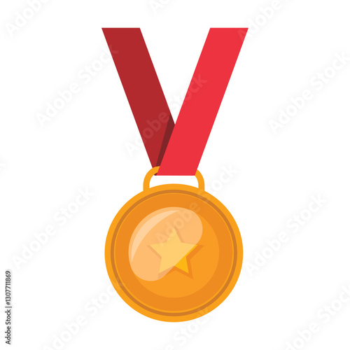 Bronze star medallion achievement metallic winning sign icon flat