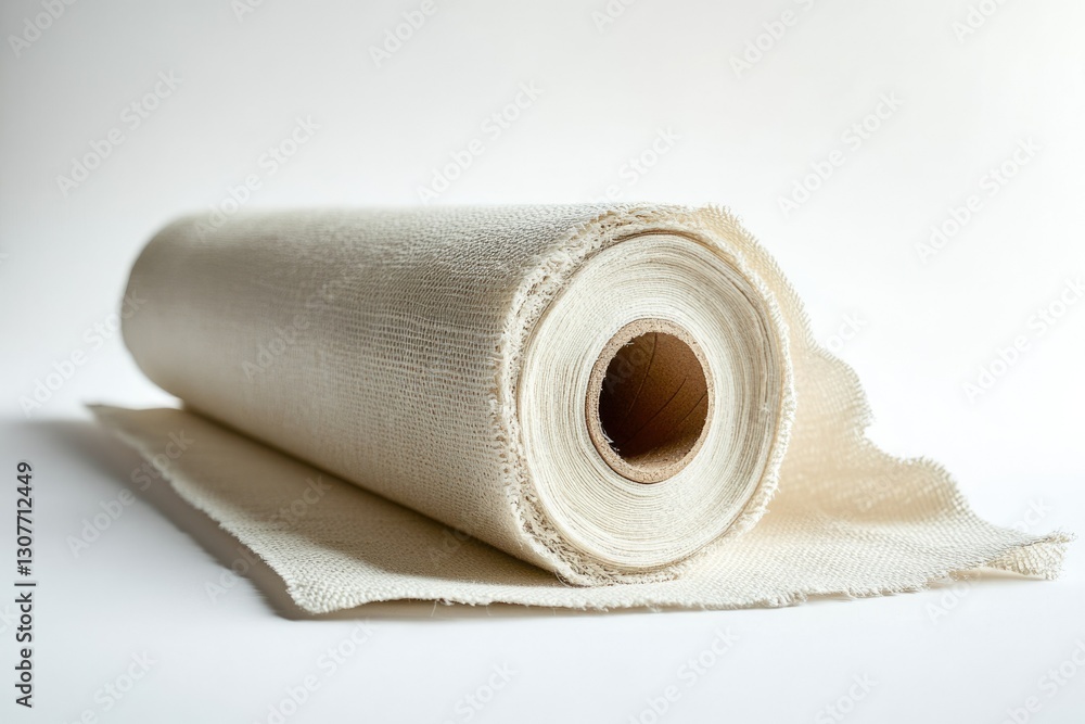 Fototapeta premium A roll of unbleached, natural linen fabric, perfect for crafting or art projects.
