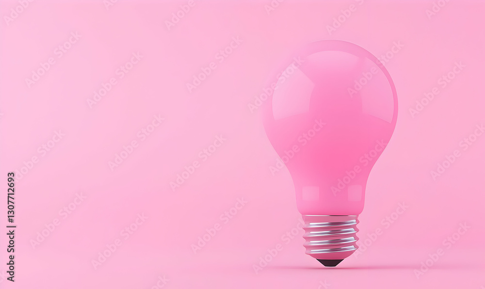 Pink Light Bulb on Soft Pink Background for Creative Concepts Pink Light Bulb on Soft Pink Background for Creative Concepts