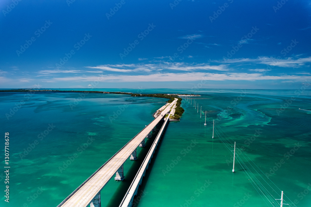 The Channel 5 bridge in the Florida Keys makes this a tourists Tropical paradise