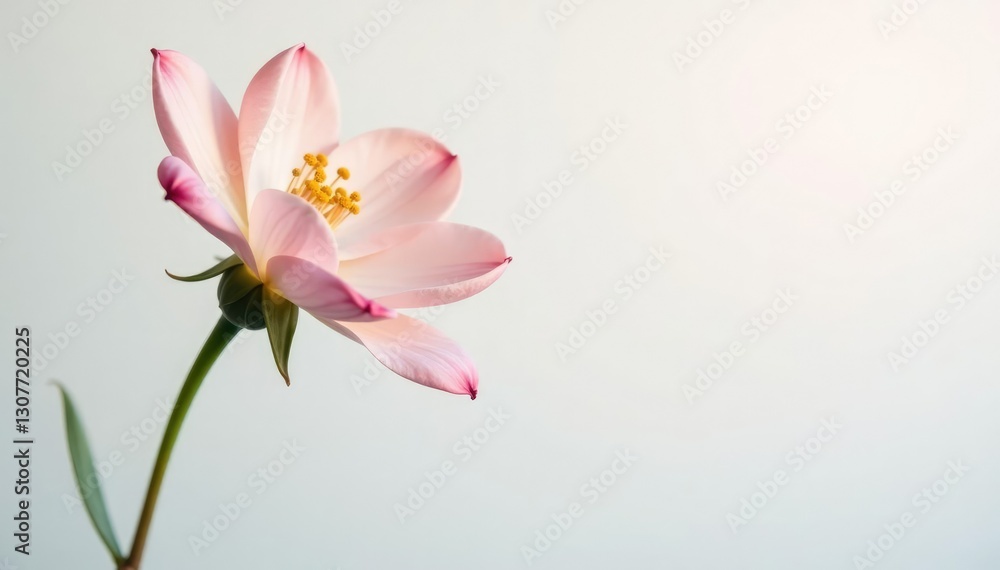 A delicate flower with soft colors against a white background, flowerlove, nature A delicate flower with soft colors against a white background, flowerlove, nature