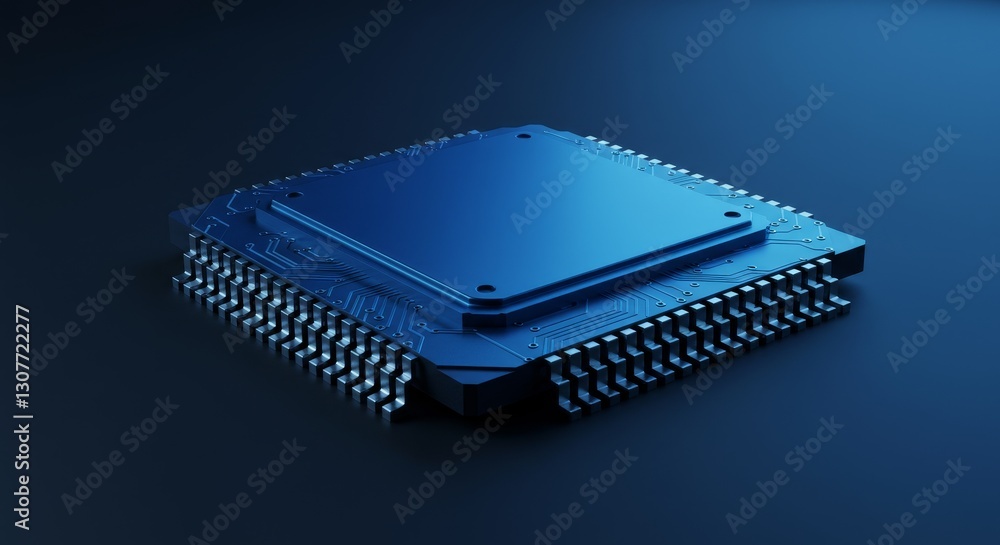 High Resolution Blue Microchip CPU - Advanced technology, computing power, innovation, electronic circuitry, hardware components High Resolution Blue Microchip CPU - Advanced technology, computing power, innovation, electronic circuitry, hardware components