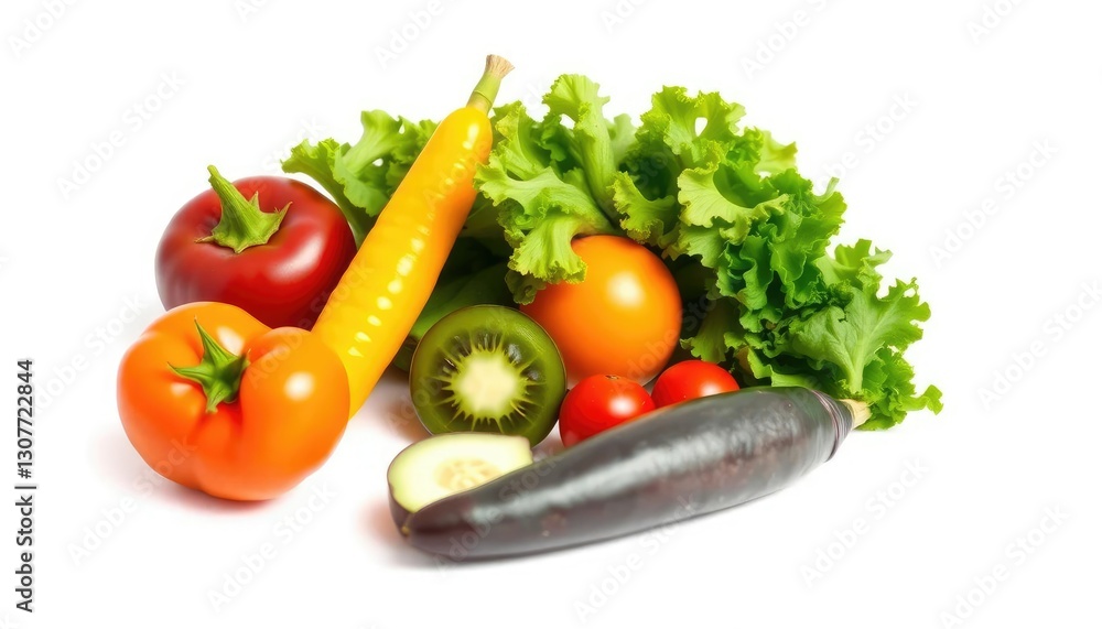 A vibrant, fresh vegetable, perfectly isolated on a pure white background, nature, salad A vibrant, fresh vegetable, perfectly isolated on a pure white background, nature, salad