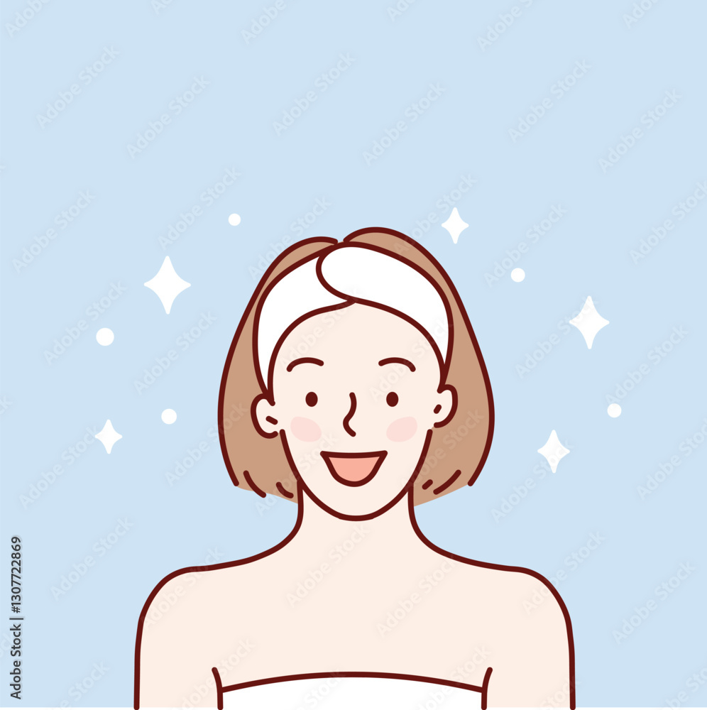 vector illustration, girl takes care of facial skin vector illustration, girl takes care of facial skin