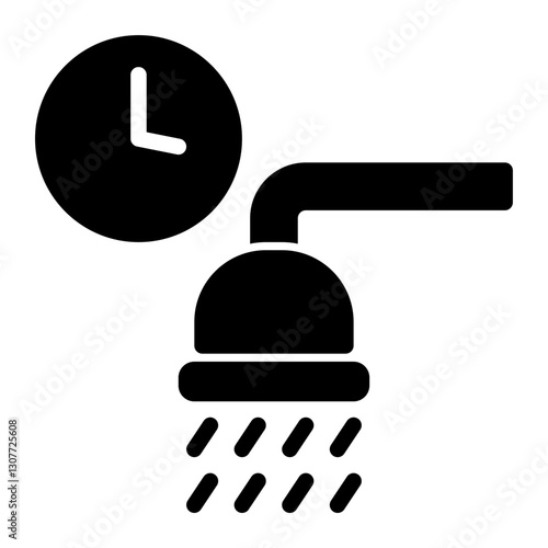 shower with time solid icon 