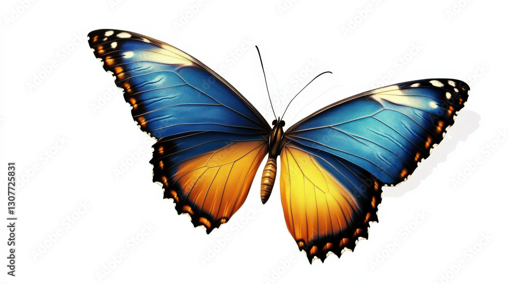 Obraz premium Beautiful butterfly with blue and yellow wings