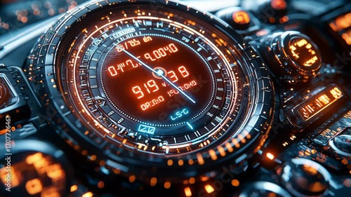 Wallpaper Mural Close-up Dashboard in the Car at Night. Car Acceleration to Maximum Speed. Speedometer and Tachometer Animation. Ultra HD 4K Torontodigital.ca