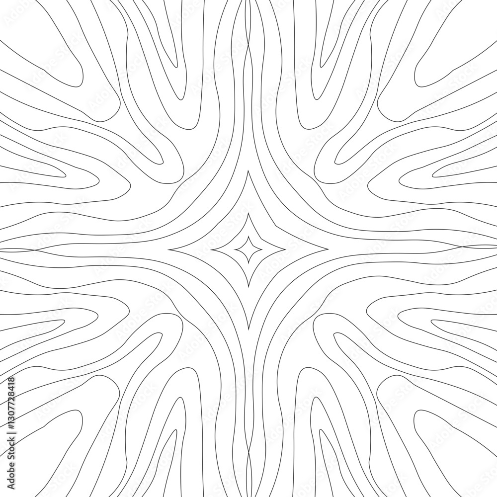 Fototapeta premium Abstract Symmetric Contour Pattern with Geometric Elements