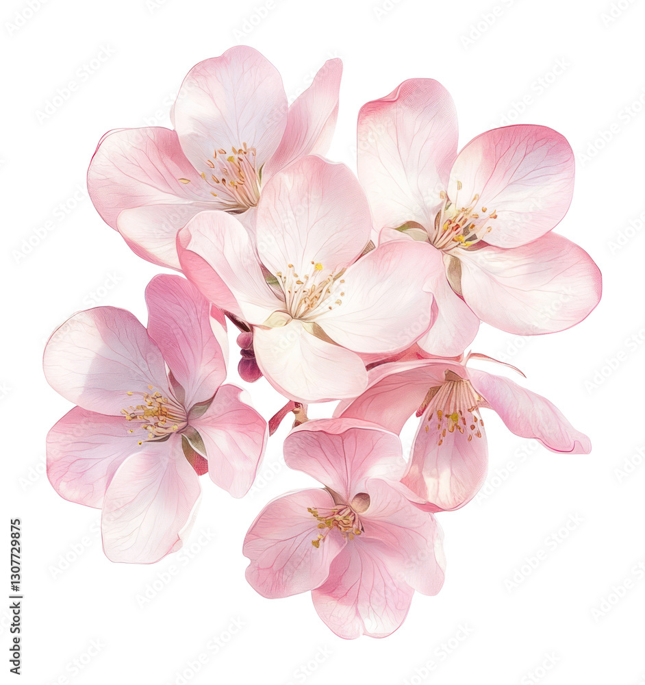 Fototapeta premium PNG Crab apple blossoms petals illustration elegant.