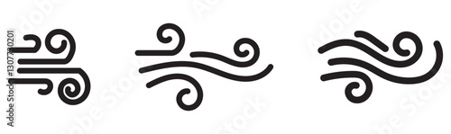 Wind blow line icon fresh vector cloud air isolated speed symbol. Wind blow air line icon logo.
