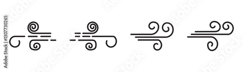 Wind blow line icon fresh vector cloud air isolated speed symbol. Wind blow air line icon logo.
