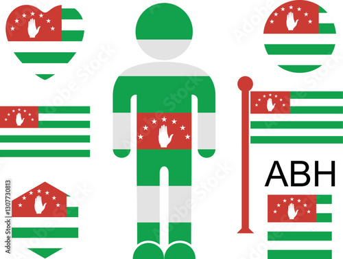 Abkhazia flag. Isolated Abkhazia flag on white background