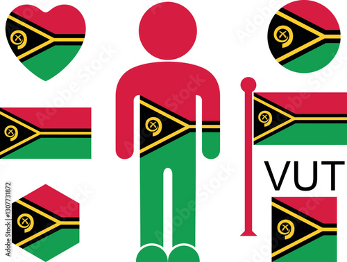 Vanuatu flag. Isolated Vanuatu flag on white background