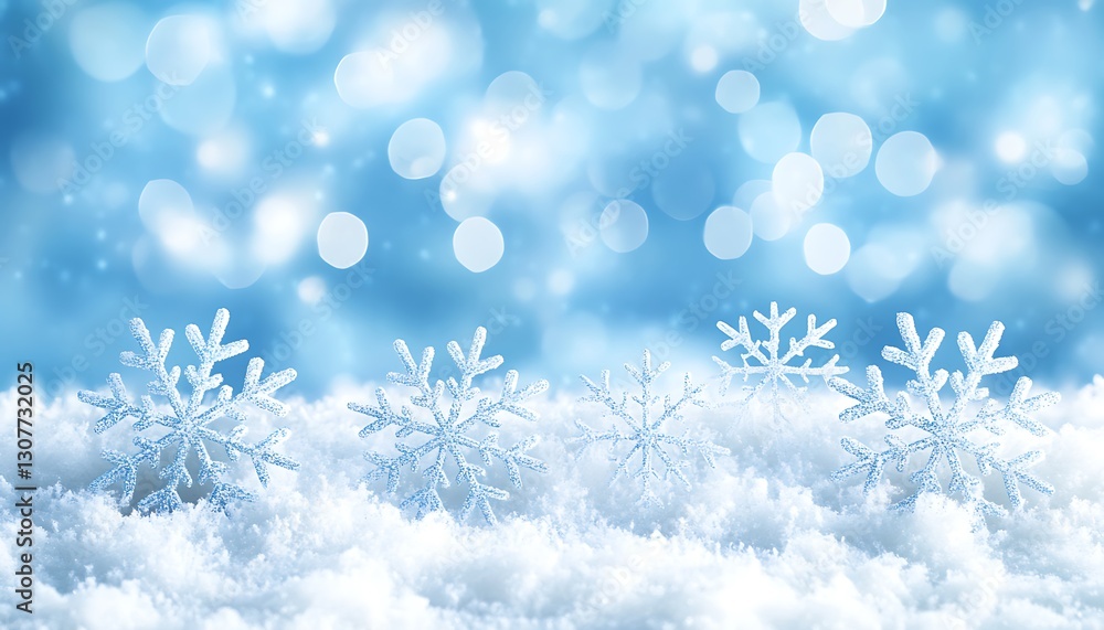 Snowflakes on Snowy Winter Background Snowflakes on Snowy Winter Background