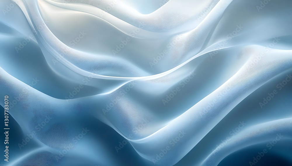 Fototapeta premium Soft, flowing blue and white fabric texture.