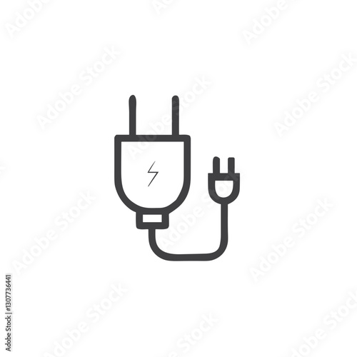 Electric Plug with Lightning Icon for Energy Apps, Power Management Websites and Educational Materials about Electricity Conservation and Efficiency for Sustainable Living