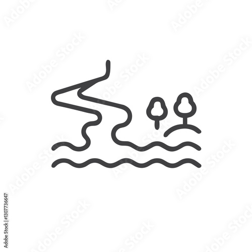 River Icon for Water Conservation Education, Environmental Websites, Geography Materials, Natural Resource Management and Ecosystem Protection Campaigns