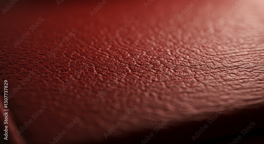 Red Leather Texture Background - Close-up macro shot of rich red leather texture, ideal for backgrounds or design elements. Shows fine grain and subtle light reflection