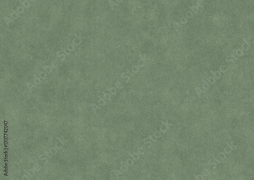 Hand-drawn unique abstract symmetrical seamless ornament. Dark semi transparent green on a light warm green background color. Paper texture. A4. (pattern: p13-2c)
