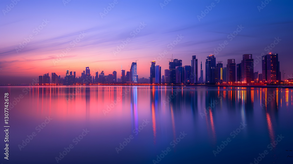 Fototapeta premium modern city skyline at night