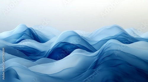 Abstract Blue Waves with Soft Flowing Textures
