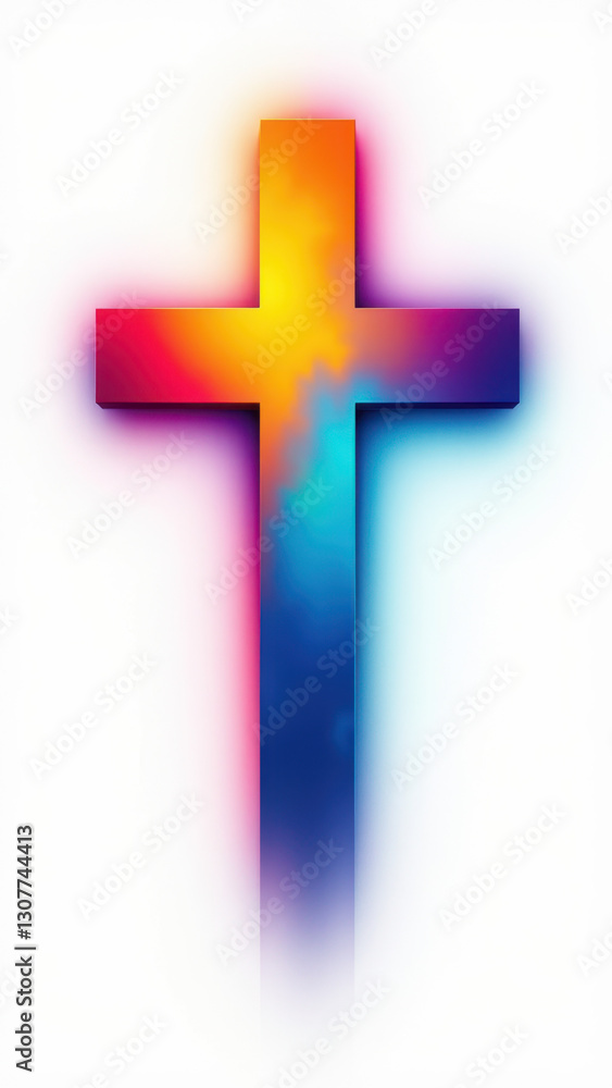 Fototapeta premium A modern, pixelated cross graphic with vibrant colors.