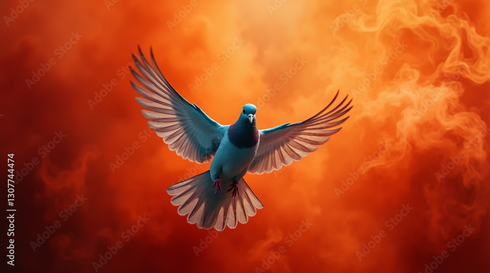 Fototapeta premium Flight of Freedom, Tropical Birds in Flight, Angelic Wings and Symbolic Love, The Beauty of Birds in Nature, Feathered Freedom Across the Sky