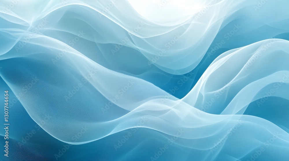 Fototapeta premium Abstract flowing blue waves with soft gradients