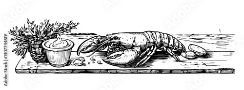 Lobster feast at the seaside with fresh ingredients and rustic charm evoking coastal dining culture
