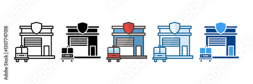 Fire Station Icon Set Multiple Style Collection