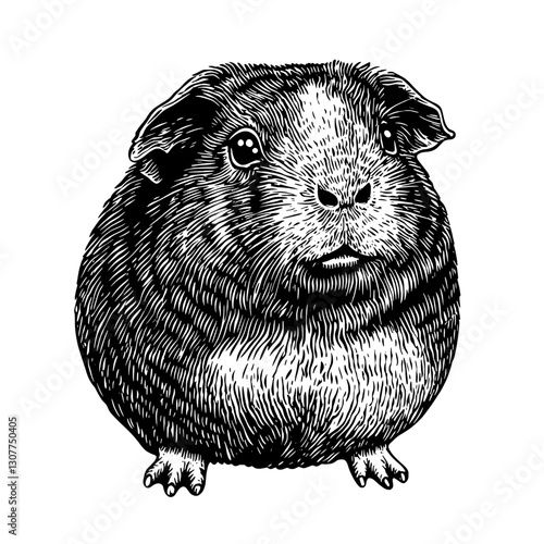 Charming round guinea pig illustration capturing the essence of adorable small pets in a whimsical style