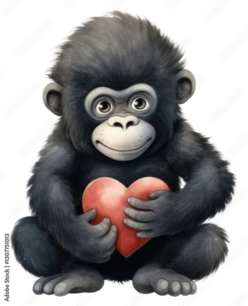 Fototapeta premium PNG Gorilla hugging heart gorilla animal wildlife.