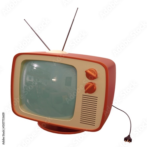 Full shot of a vintage-style television set