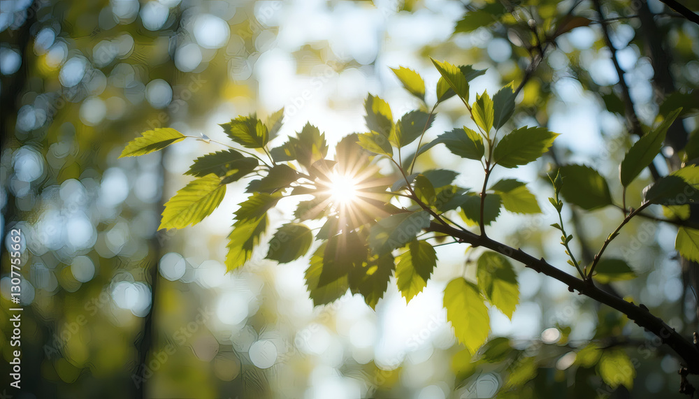 Sunlight shining through lush green leaves. Sunlight shining through lush green leaves.