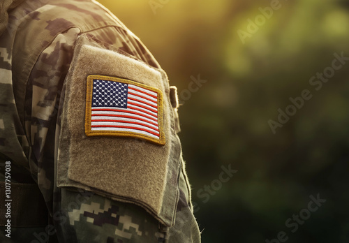 U.S. military uniform with an American flag patch on the arm