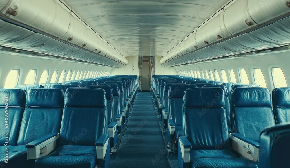 Fototapeta premium Empty Airplane Cabin: Awaiting Passengers