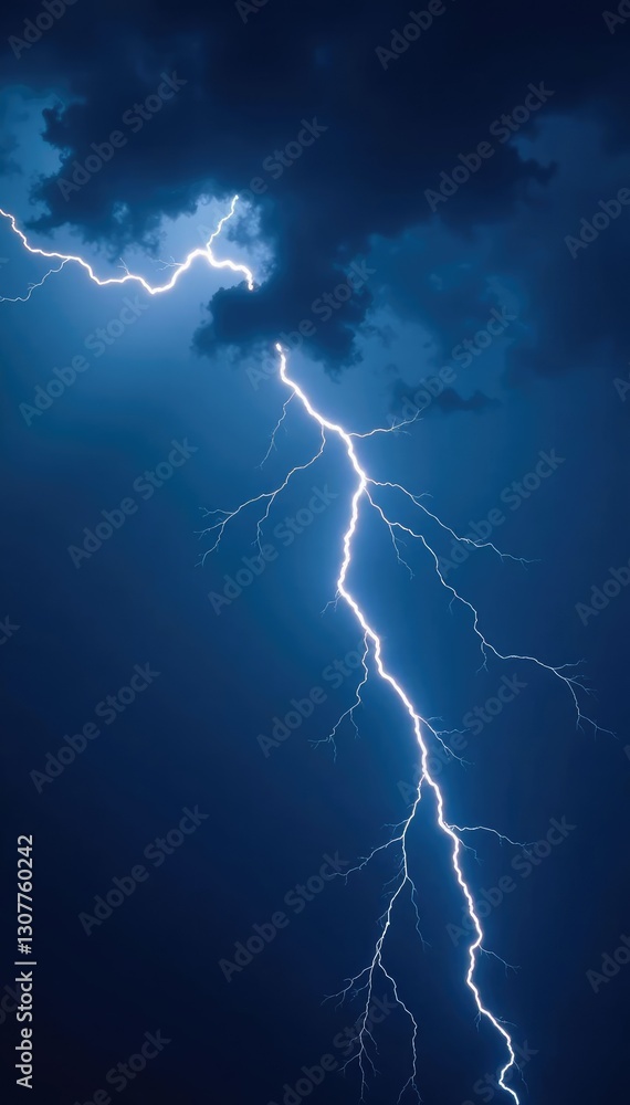 Dark storm clouds with lightning flashing through the air, thunderstorm, darkened sky, stormy night Dark storm clouds with lightning flashing through the air, thunderstorm, darkened sky, stormy night
