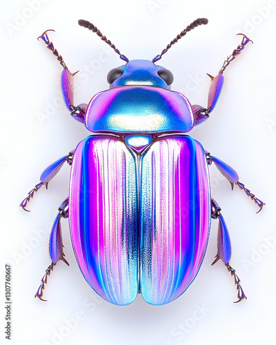 Wallpaper Mural Iridescent beetle posed on white; vibrant colors; macro photography; insect illustration; nature study Torontodigital.ca