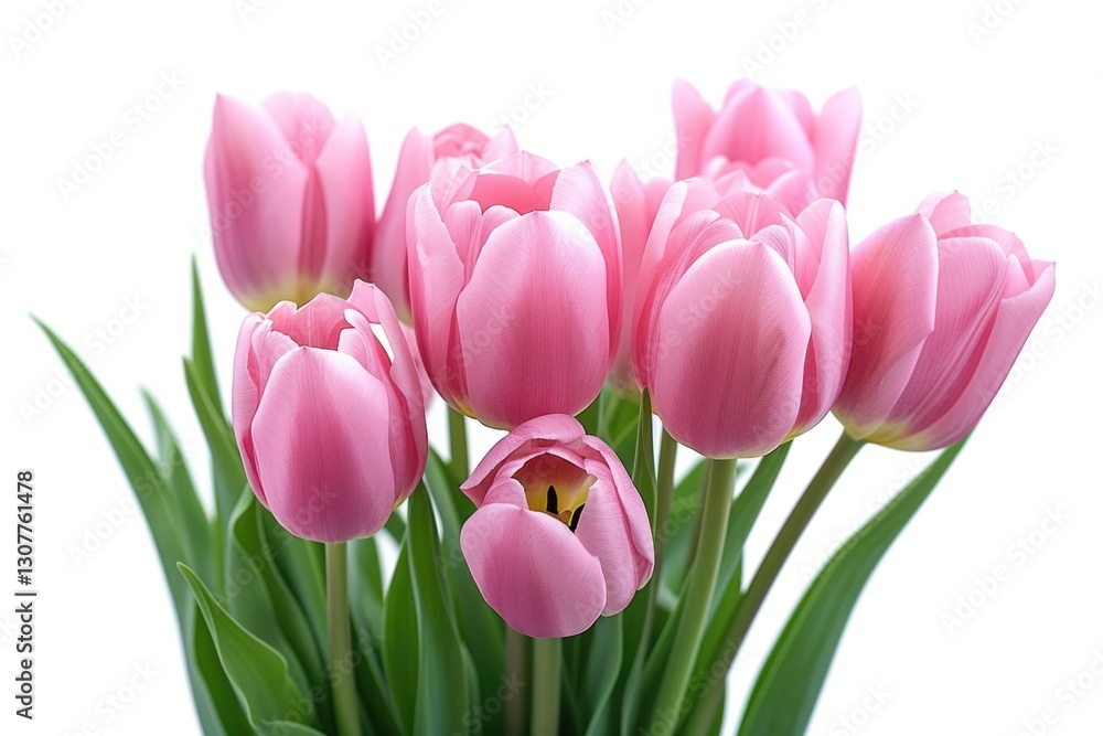 A bouquet of delicate pink tulips, symbols of spring and new beginnings. A bouquet of delicate pink tulips, symbols of spring and new beginnings.