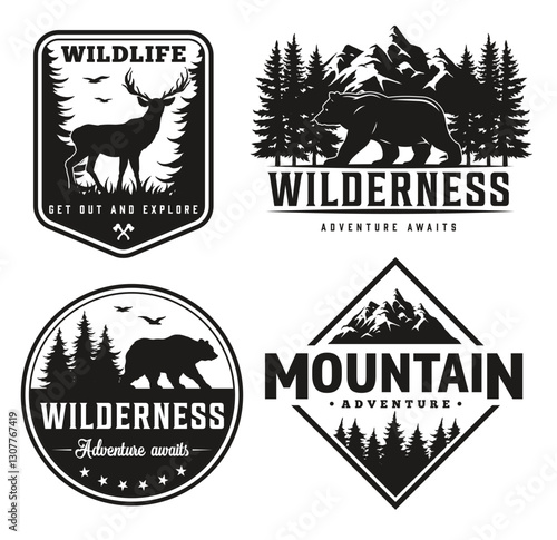 Explore wildlife and wilderness adventure logos
